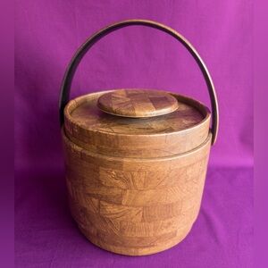 Vintage Elmar Faux Wood Ice Bucket Mid Century Style Barware